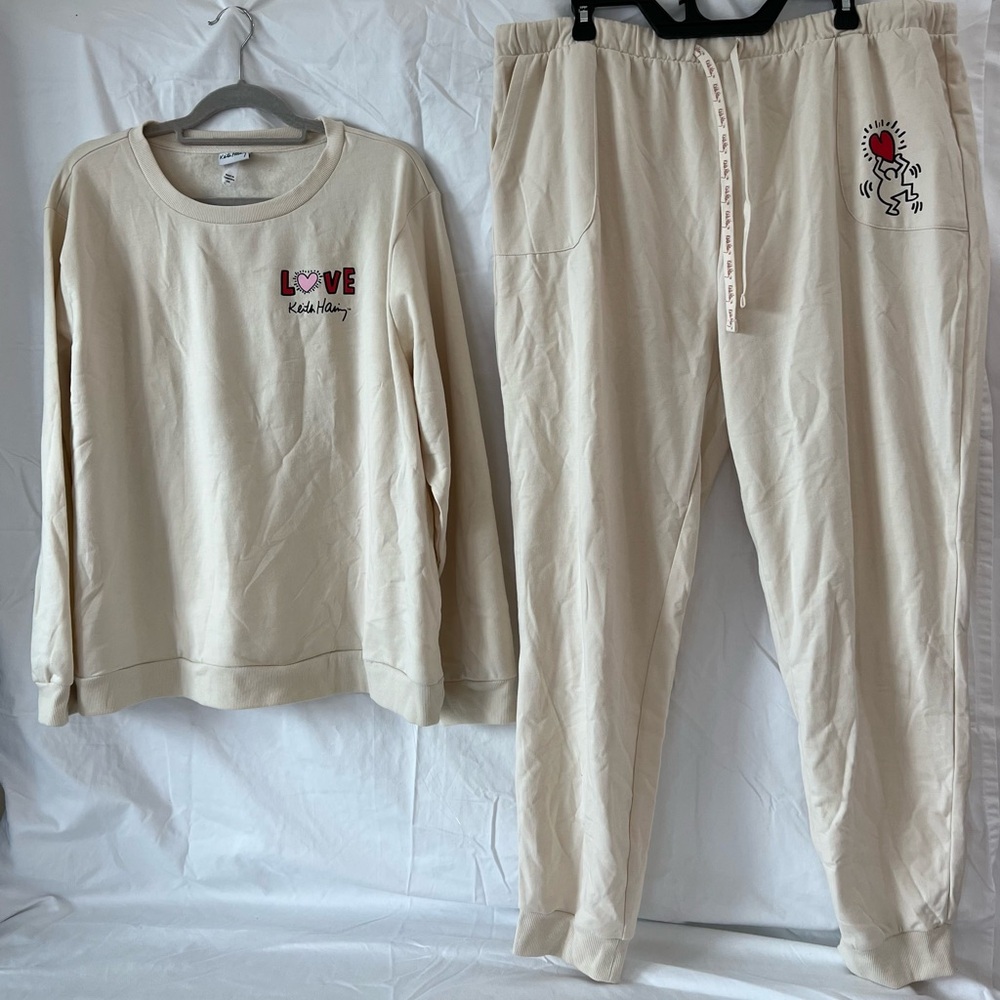 Keith Haring  sweater and jogger set  - Cream